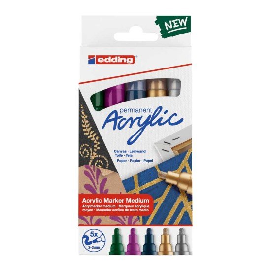 MARCADOR EDDING ACRILICO 5100 5 COLORES