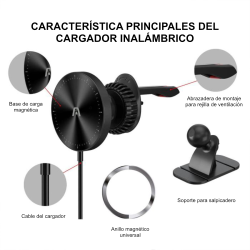CARGADOR PARA CARRO ARGOM AC-0164BK 15W