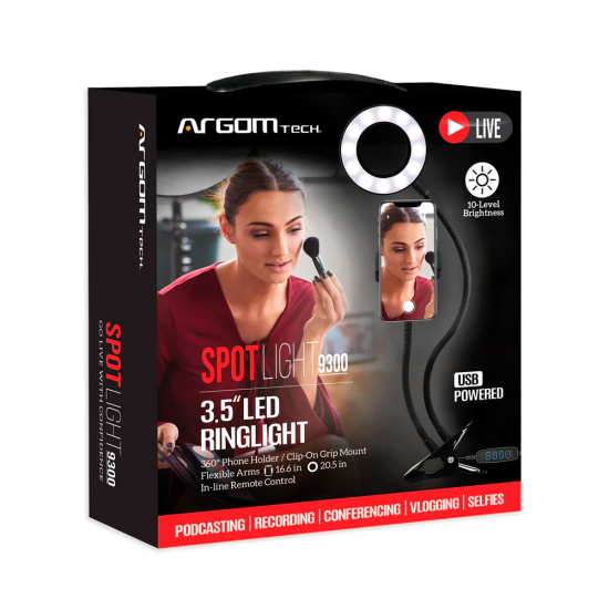 ARO DE LUZ LED ARGOM LP-9300BK USB FLEX 3.5"