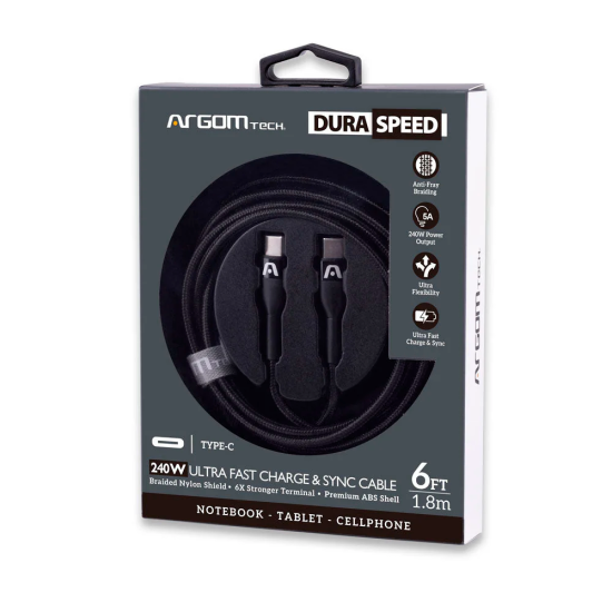 CABLE ARGOM 0073BK TIPO-C A TIPO-C 1.8MT 240W