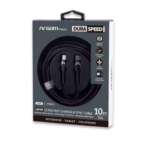 CABLE ARGOM 0074BK TIPO-C A TIPO-C 3MT 240W