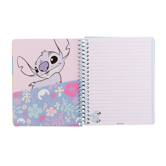 CUADERNO CON ESPIRAL MOOVING 96H TD STITCH (4X12)