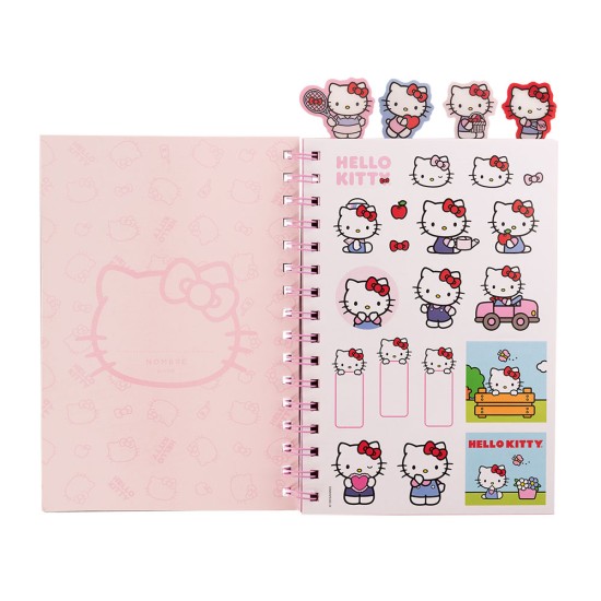 CUADERNO CON ESPIRAL MOOVING SEPARADORES HELLO KITTY (8X6)