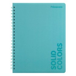 CUADERNO DOBLE ANILLO PRIMAVERA 100H TD SOLID PASTEL RAYADO (6X8)
