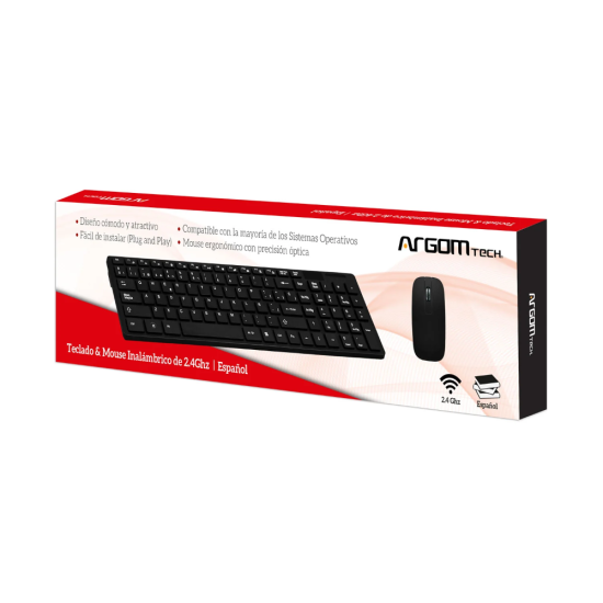 TECLADO Y MOUSE INALAMBRICOS ARGOM KB-7436 WIRELESS BLACK
