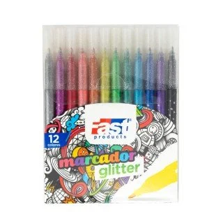 MARCADORES EN ESTUCHE FAST GLITTER P FINA 12C (12X12)