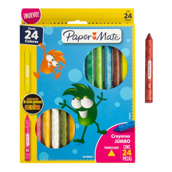 CRAYON DE CERA PAPERMATE TRIANGULAR 24 COL JUMBO (36)