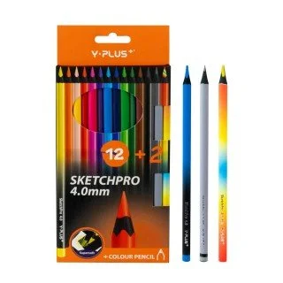 CRAYON DE MADERA Y-PLUS PC24010 SKETCHPRO 4MM 12 COL+2 (20X12)