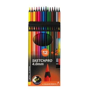 CRAYON DE MADERA Y-PLUS PC24010 SKETCHPRO 4MM 12 COL+2 (20X12)