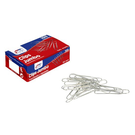 CLIPS JUMBO FAST NIQUELADO CAJA  CON 100 UNIDADES  (10X10)