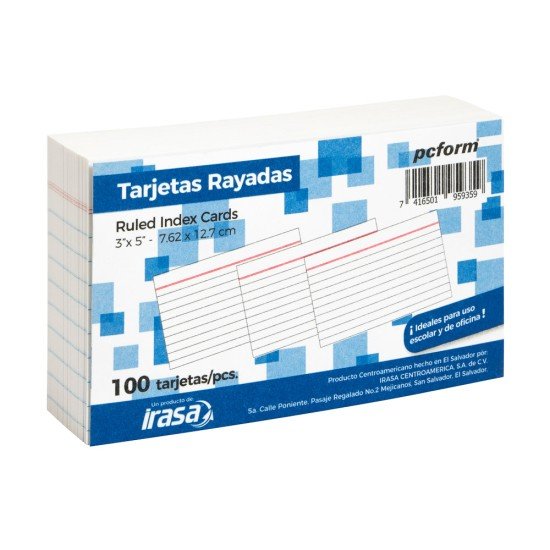 TARJETAS IRASA 322 3X5" PX100 RAYADAS (38)