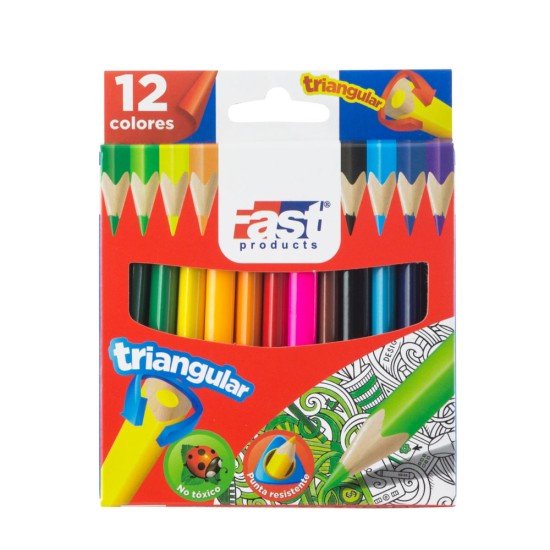 CRAYON DE MADERA FAST 12COL CORTO TRIANGULAR (288)