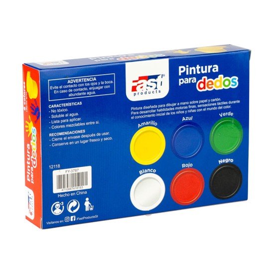 PINTURA A DEDO FAST 30ML 6 COLORES (60)