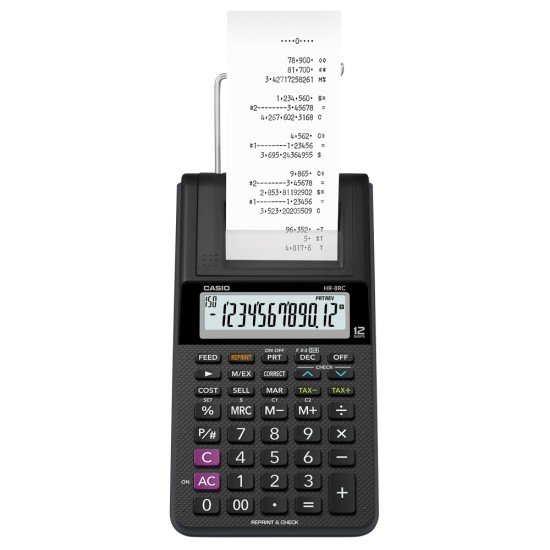 SUMADORA CASIO HR-8RC-BK MINI 12D SIN ADAPTADOR