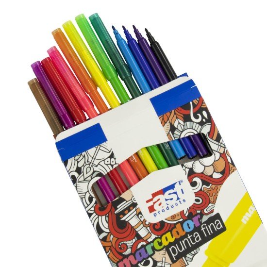 MARCADORES EN ESTUCHE FAST PUNTA FINA 12C (10X24)