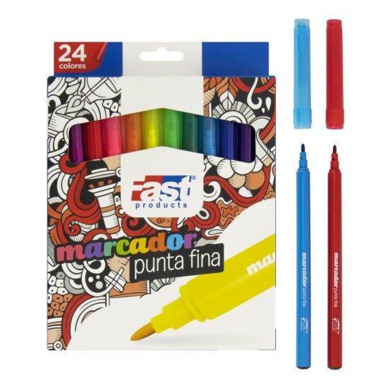 MARCADORES EN ESTUCHE FAST PUNTA FINA 24C (8X12)