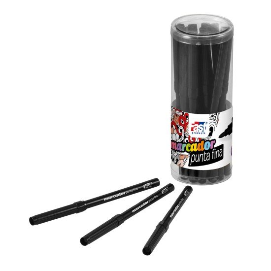 MARCADOR FAST PUNTA FINA BOTE DE 24 UNID NEGRO (6X12)