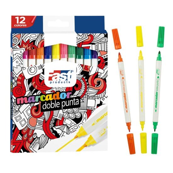 MARCADORES EN ESTUCHE FAST DOB PUNTA 12C (12X12)