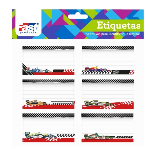 ETIQUETAS PARA CUADERNO FAST BX2 RACING (6X24) 