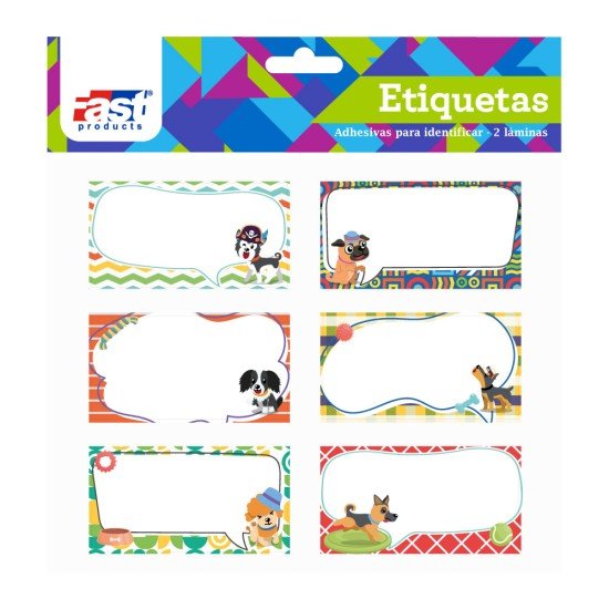 ETIQUETAS PARA CUADERNO FAST BX2 PERRITOS (6X24)