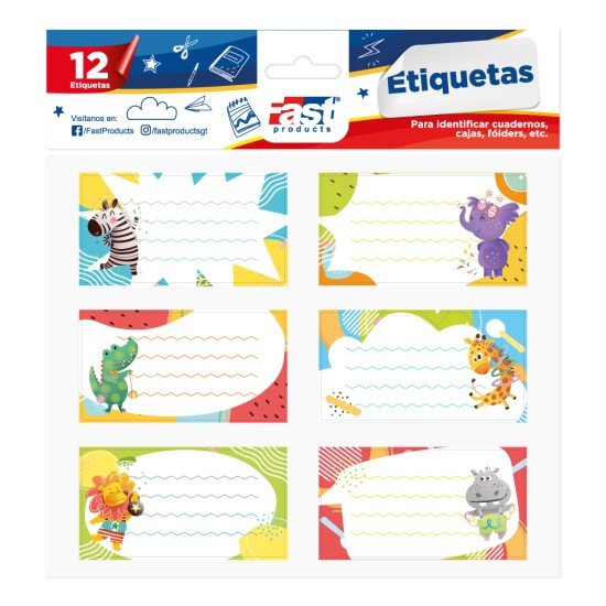ETIQUETAS PARA CUADERNO FAST BX2 PARTY (6X24)