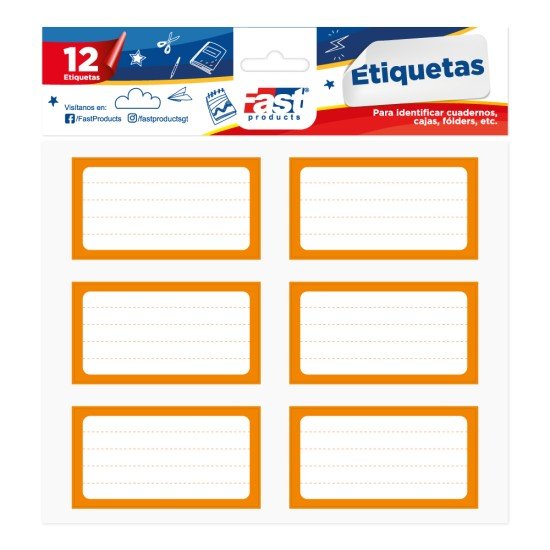 ETIQUETAS PARA CUADERNO FAST BX2 NARANJA (6X24)