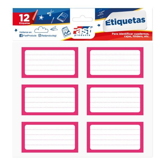 ETIQUETAS PARA CUADERNO FAST BX2 ROSADO (6X24)