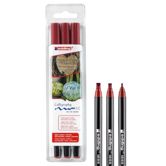 MARCADOR EDDING CALIGRAFICO 1255 BX3 ROJO CARMESI