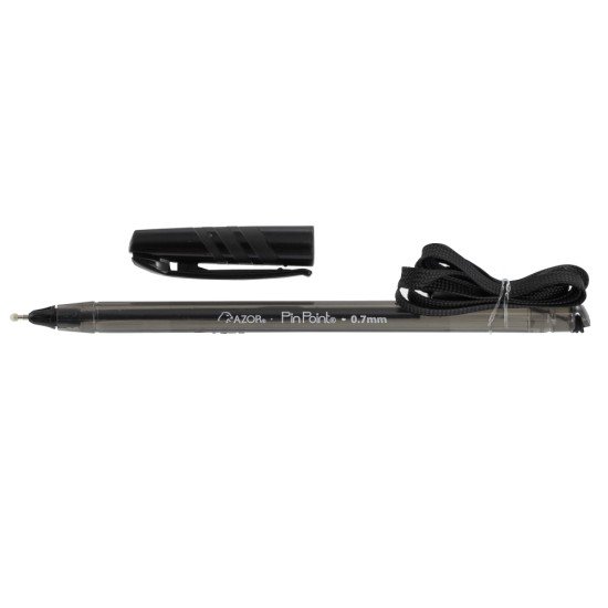 BOLIGRAFO AZOR 6805NE FINO 0.7MM BX5 NEGRO CON CORDON (12)