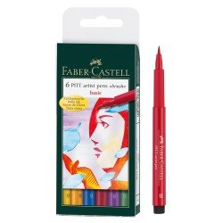 MARCADORES EN ESTUCHE FABER CASTELL PITT 167103 CARTON 6C BAS