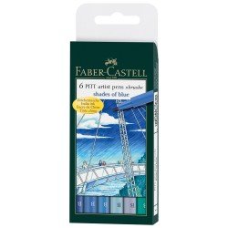 MARCADORES EN ESTUCHE FABER CASTELL PITT 167164 CARTON 6C BLUE