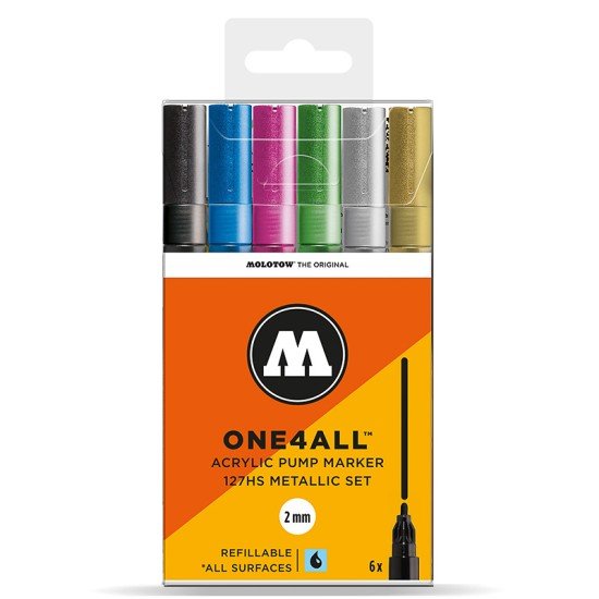 MARCADORES EN ESTUCHE MOLOTOW ONE 2MM 200197 6C MET