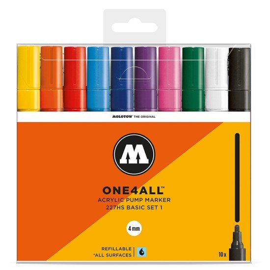 MARCADORES EN ESTUCHE MOLOTOW ONE 4MM 200456 10C BASIC 1