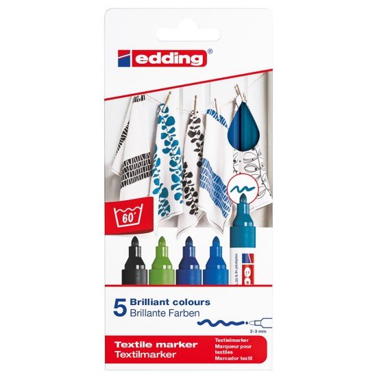 MARCADOR EDDING ROPA 4500 5 COLORES FRIOS