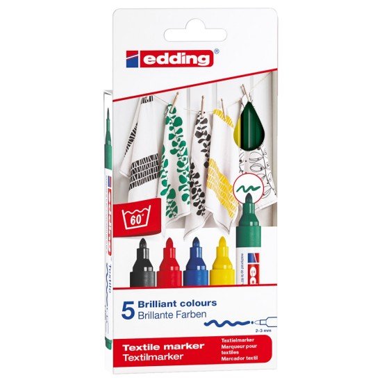 MARCADOR EDDING ROPA 4500 5 COLORES BASICOS