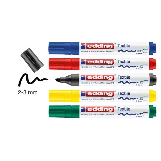 MARCADOR EDDING ROPA 4500 5 COLORES BASICOS