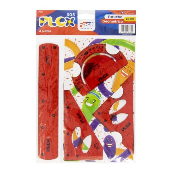 ESTUCHE GEOMETRICO FAST 305 FLEXIBLE PEQUEÑO REGLA 20CM (144)