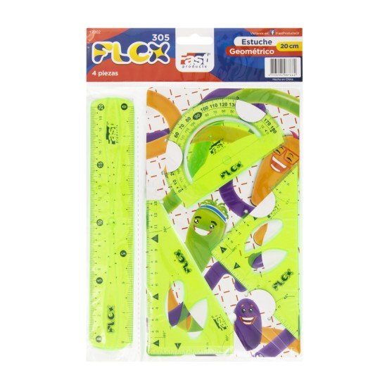 ESTUCHE GEOMETRICO FAST 305 FLEXIBLE PEQUEÑO REGLA 20CM (144)