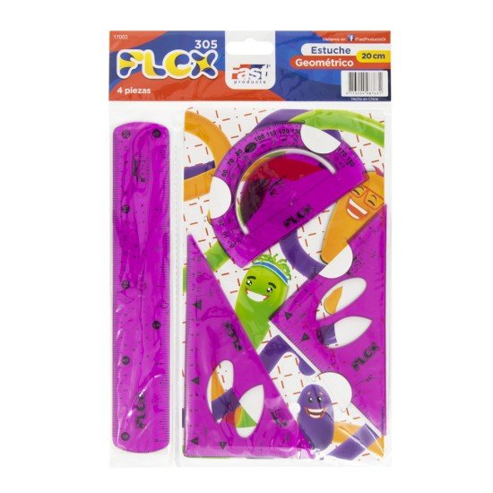 ESTUCHE GEOMETRICO FAST 305 FLEXIBLE PEQUEÑO REGLA 20CM (144)