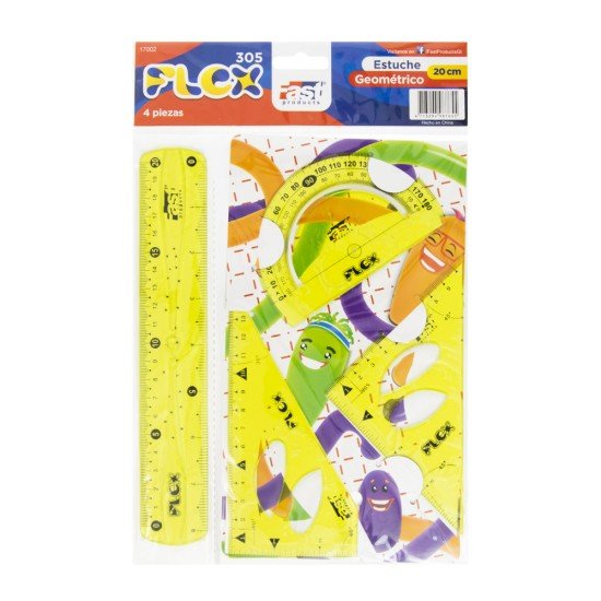 ESTUCHE GEOMETRICO FAST 305 FLEXIBLE PEQUEÑO REGLA 20CM (144)
