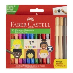MARCADORES EN ESTUCHE FABER CASTELL 555343 12C+3 PIEL (84)