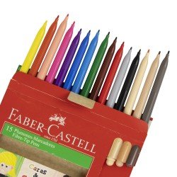 MARCADORES EN ESTUCHE FABER CASTELL 555343 12C+3 PIEL (84)