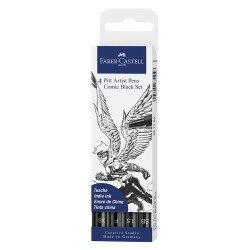 MARCADOR FABER CASTELL PITT 267194 COMIC BX4 NEGRO
