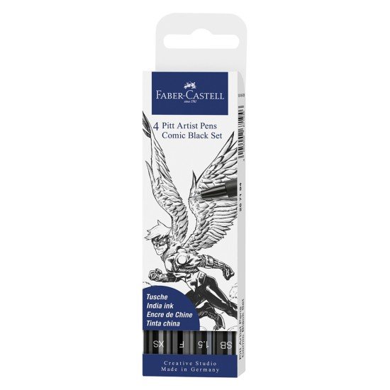 MARCADOR FABER CASTELL PITT 267194 COMIC BX4 NEGRO