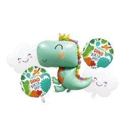 GLOBO FAST EN SET HAPPY BIRTHDAY DINO 5PZ (250)