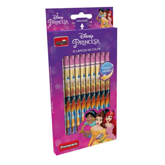 CRAYON DE MADERA PRIMAVERA 12 COL LARGO 13002 DISNEY NIÑA (4X24)