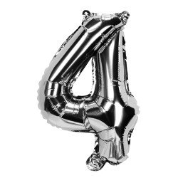 GLOBO FAST 16'' NUMERO PLATEADO 4 (25X40)