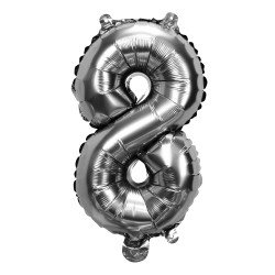 GLOBO FAST 16'' NUMERO PLATEADO 8 (25X40)