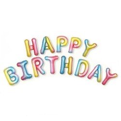 GLOBO FAST LETRERO HAPPY BIRTHDAY 13PZ ARCOIRIS (20X25)