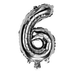 GLOBO FAST 32'' NUMERO PLATEADO 6 (25X40)